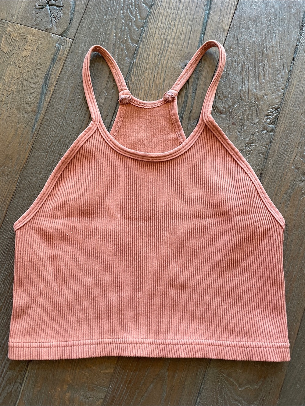 Free People Ribbed Cropped Tank Top in Rust Orange